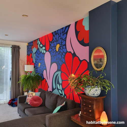 Floral mural painted in multiple Resene colours
