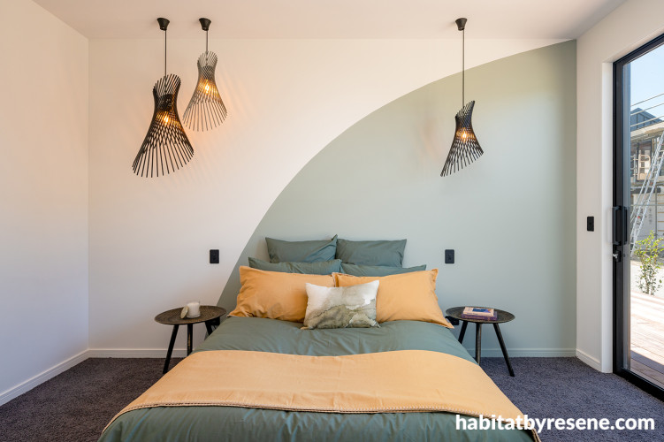 Bedroom painted in Resene Half Merino and Resene Quarter Merino
