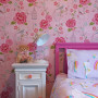 Kids room, girl's room featuring pink floral wallpaper, girl's room featuring Resene floral wallpaper