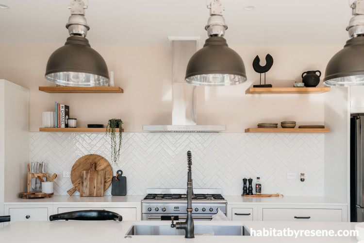 Kitchen, neutral kitchen, kitchen featuring Resene Half Biscotti