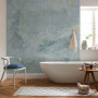 Bathroom featuring blue Resene wallpaper