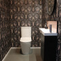 Powder room, powder room featuring statement Resene wallpaper