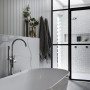 Bathroom, white bathroom, black and white bathroom