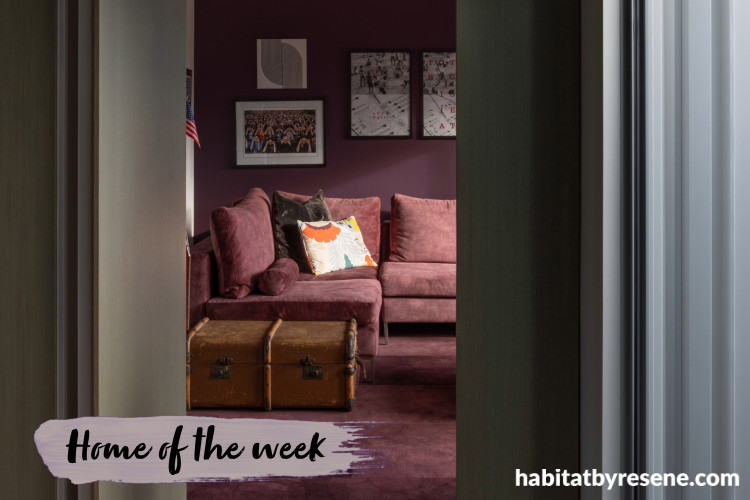 Living area, living area painted in Resene Rivergum