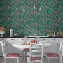 Kitchen featuring bold floral wallpaper