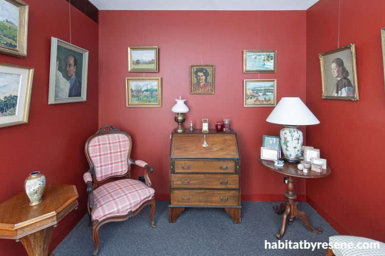 A red living room