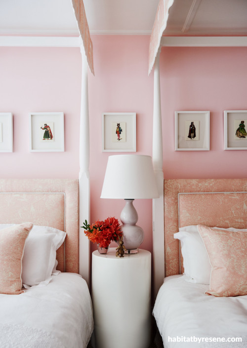 Bedroom, pink bedroom, pink bedroom featuring Resene Cosmos