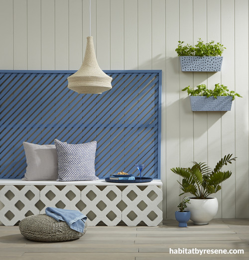 Outdoor living space in Resene blue