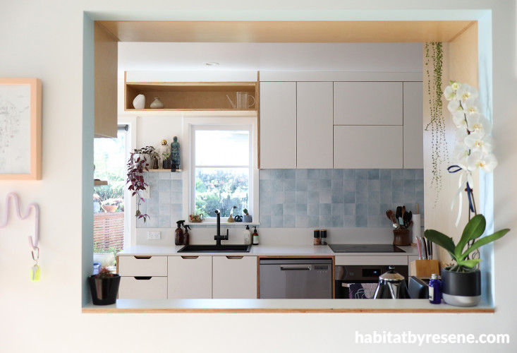 Blue and white kitchen