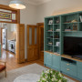 Living room, blue green living room, green living room