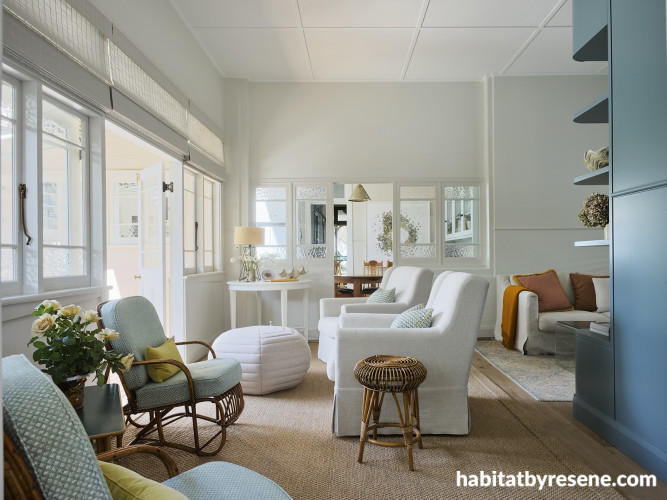 Light pours into lounge with white walls