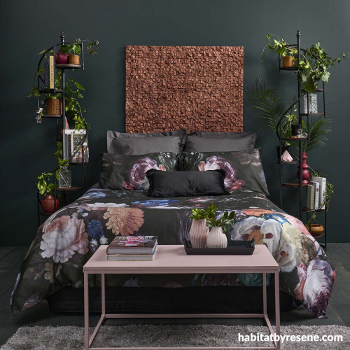 Bedroom, dramatic bedroom, moody bedroom