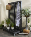 Dark dividing screen for using on outdoor deck or patio
