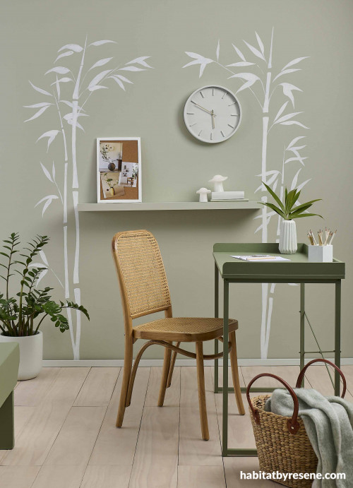 Office, grey green office, earthy green office