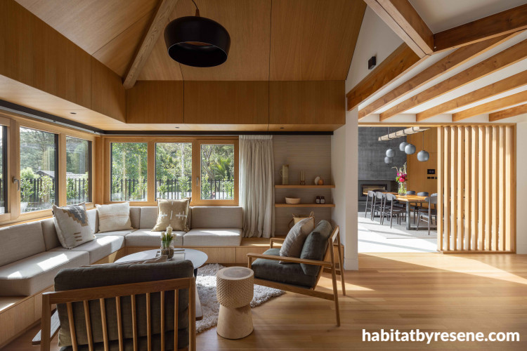 Living area, living area featuring timber floors, neutral living area