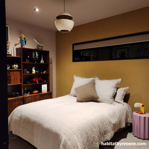 Bedroom, mustard bedroom, mustard & pink bedroom