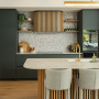 Kitchen, kitchen featuring dark green cabinetry