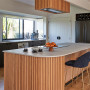 Kitchen with natural wood and white walls