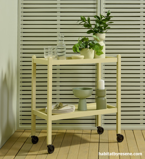 Green drinks trolley in summer