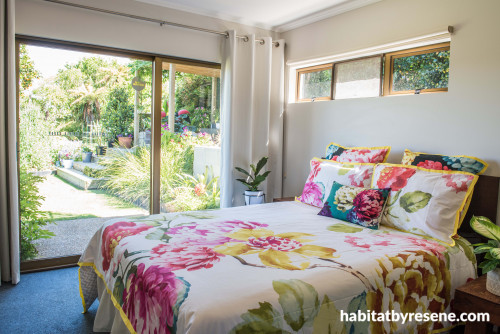 bedroom, floral bedroom, indoor outdoor flow, floral inspired, white bedroom, garden