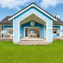 blue house, blue cottage, blue exterior, exterior inspiration, french pass, blue painted house