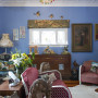 blue living room, blue lounge, blue paint, sky blue 