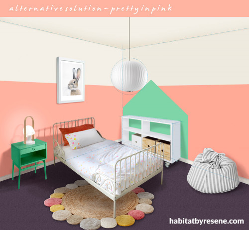 kids bedroom, children's bedroom, pink bedroom, pastel paints 