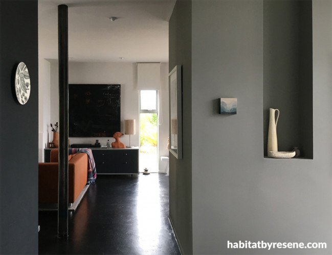 black, white, grey, feature wall