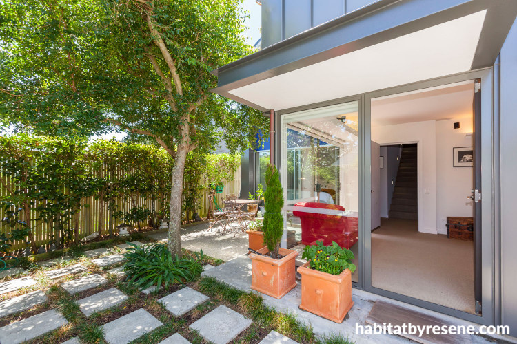 house exterior, backyard, living area, renovated villa, garden