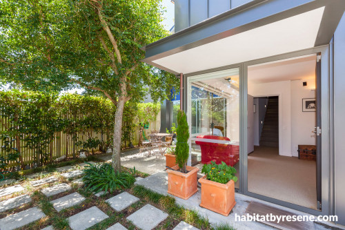house exterior, backyard, living area, renovated villa, garden