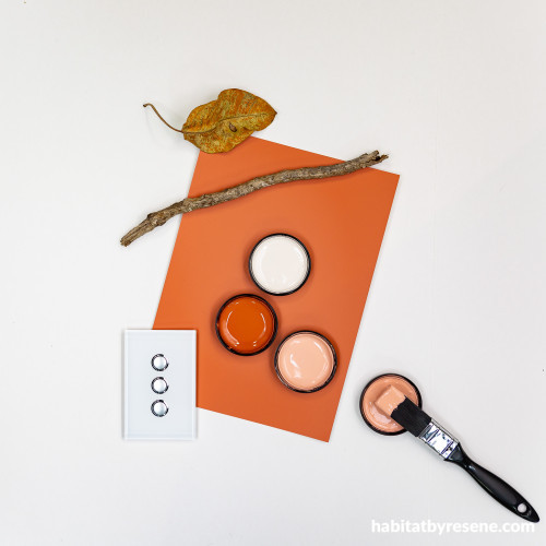 interior lighting ideas, white light switch, resene sunbaked, resene alabaster, resene despacito