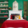 master bedroom, main bedroom, bedroom, green bedroom, green feature wall