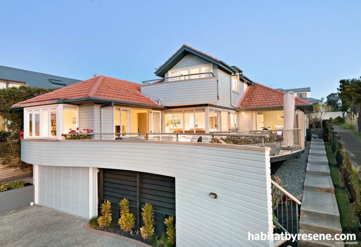 house exterior, blue exterior, white exterior, white house, blue house, painted weatherboards