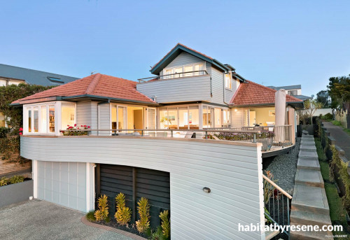 house exterior, blue exterior, white exterior, white house, blue house, painted weatherboards