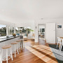 kitchen, white kitchen, open plan living, dining room, white dining room, sunny kitchen