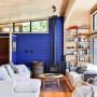 painted lockwood, lockwood interior, blue lockwood, blue feature wall, blue living room 