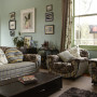 living room, lounge, Victorian inspired, green lounge, green living room, floral upholstery
