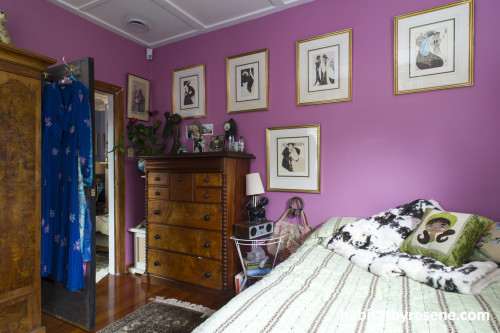 pink bedroom, pink paint, bedroom
