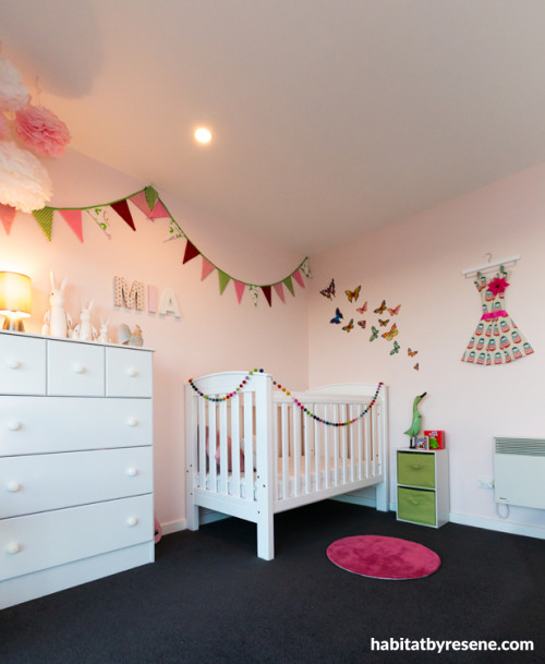 girl's bedroom, pink paint, pastel, interior, soft pink, kids bedroom, children