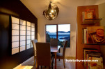 dining room, black and white paint, black and white dining room
