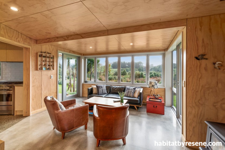 plywood interior, plywood walls, plywood ceiling, living room, plywood living room, sitting room