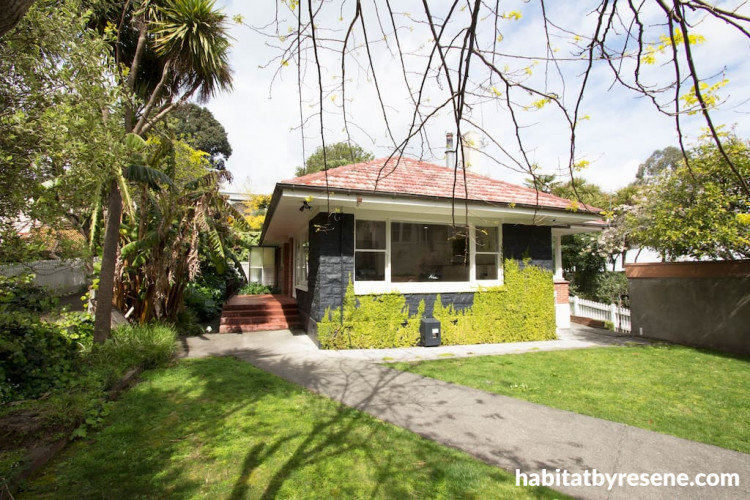 exterior, house exterior, black house, black exterior, 1950s bungalow, renovated house