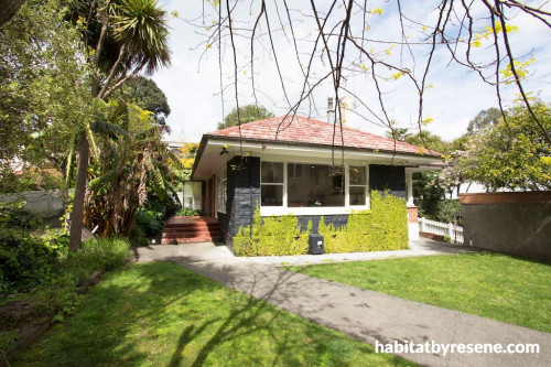 exterior, house exterior, black house, black exterior, 1950s bungalow, renovated house