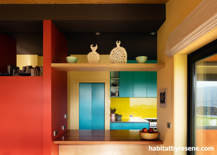 kitchen, blue, yellow