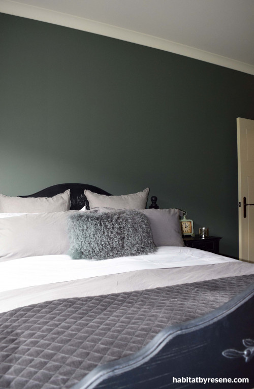 grey, bedroom, green, resene viktor, castle