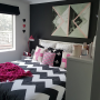 Bedroom, dark colours, feature wall, black paint, paint ideas