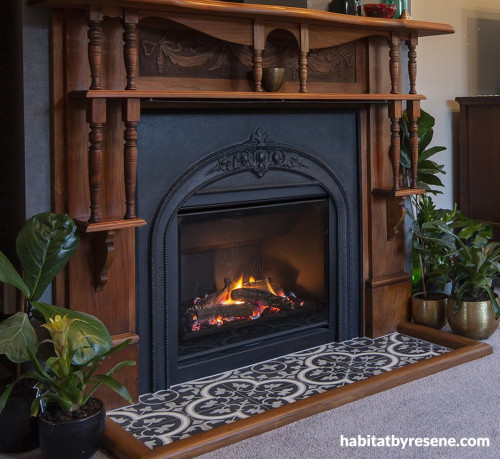 fireplace, original fireplace, living room fireplace, lounge fireplace, brown lounge, taupe grey