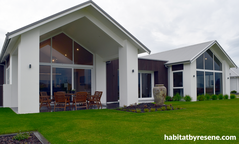 exterior, white, stains, neutrals, plaster finish, cedar boards