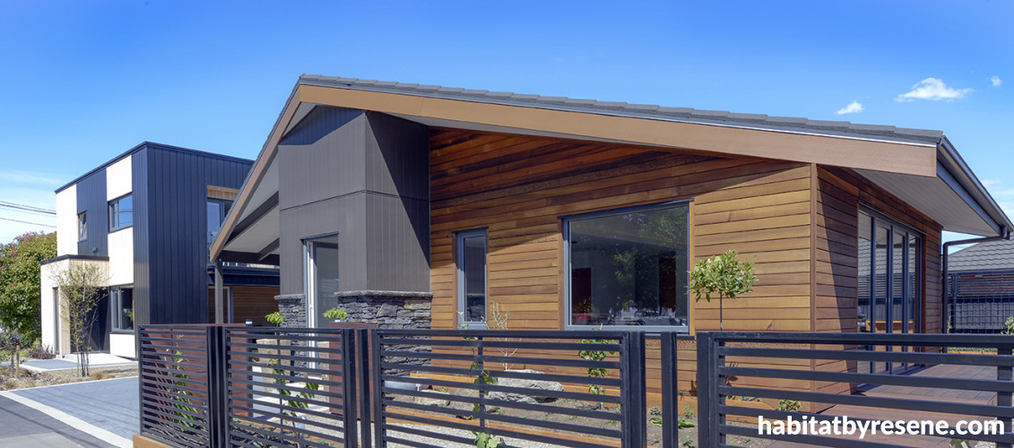 house exterior, stained house, wood house, house entrance, deck stain