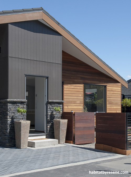 house exterior, house stain, cedar exterior, house entrance, stains, stained exterior
